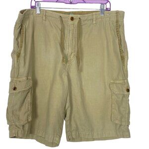 TOMMY BAHAMA Men 10" Inseam Linen Cotton Blend Cargo Shorts Sz 40 Tan 74-11